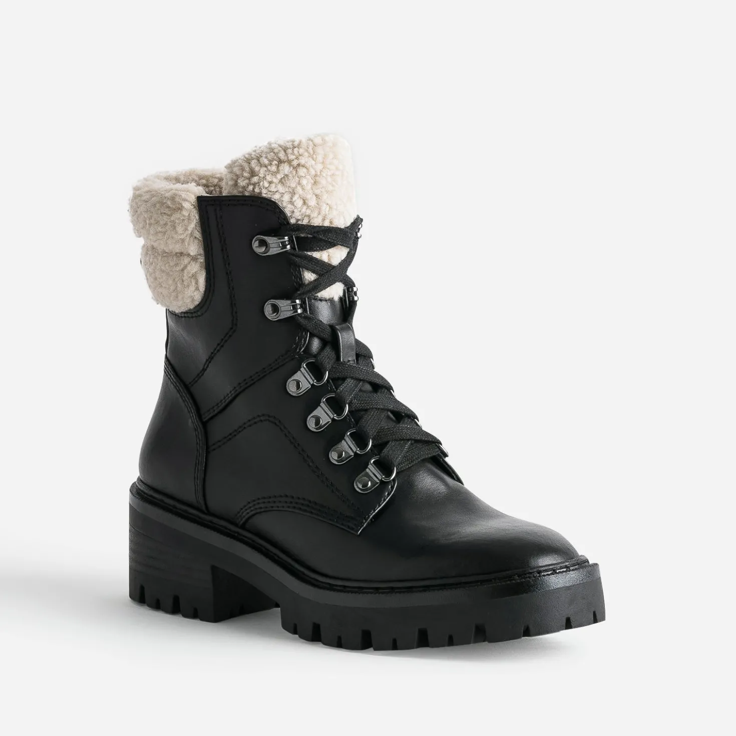 Boots à lacet TEXTO noir à col fourré