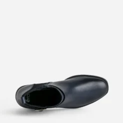 Boots marine en cuir détail bi-matière