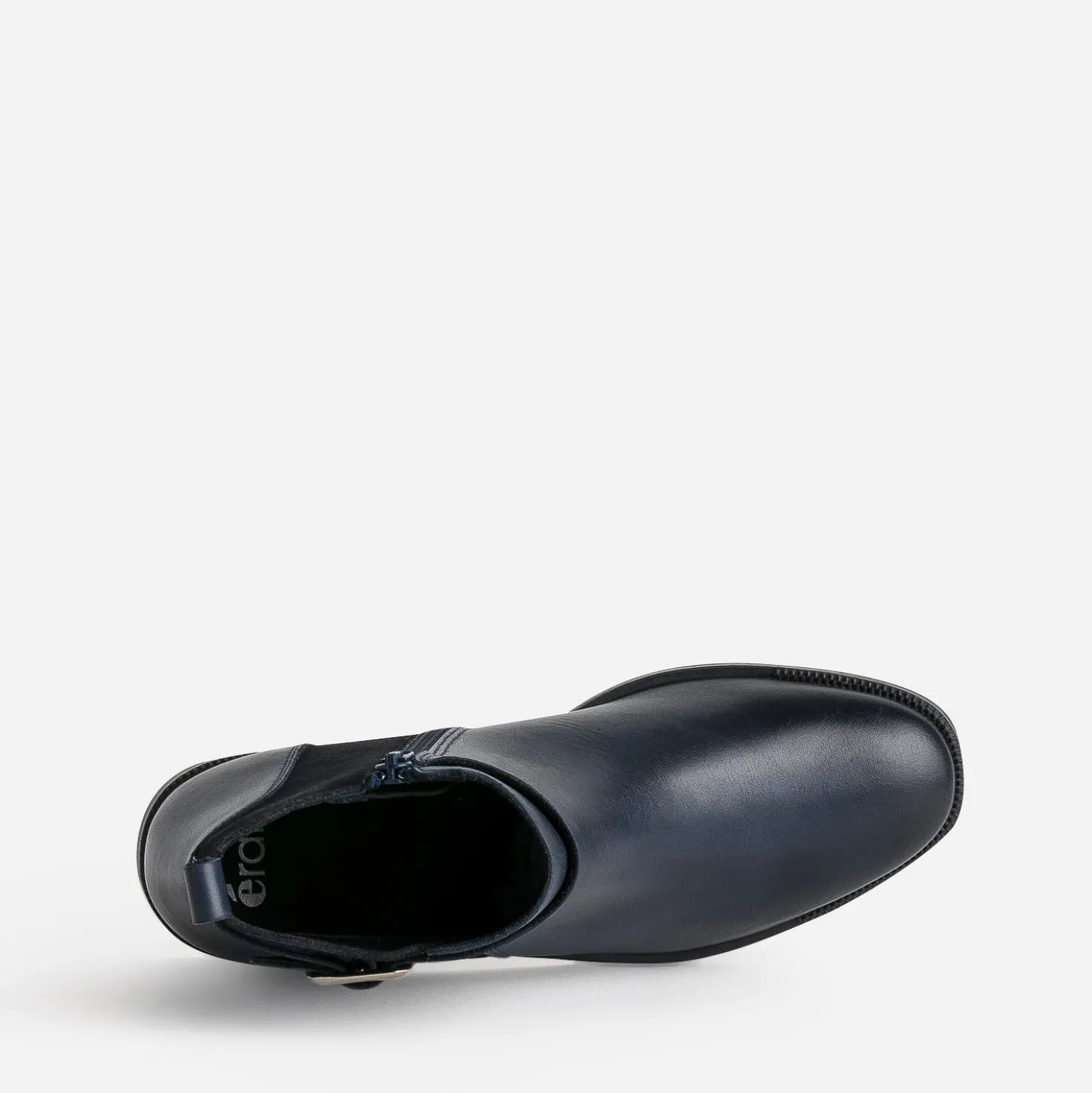 Boots marine en cuir détail bi-matière