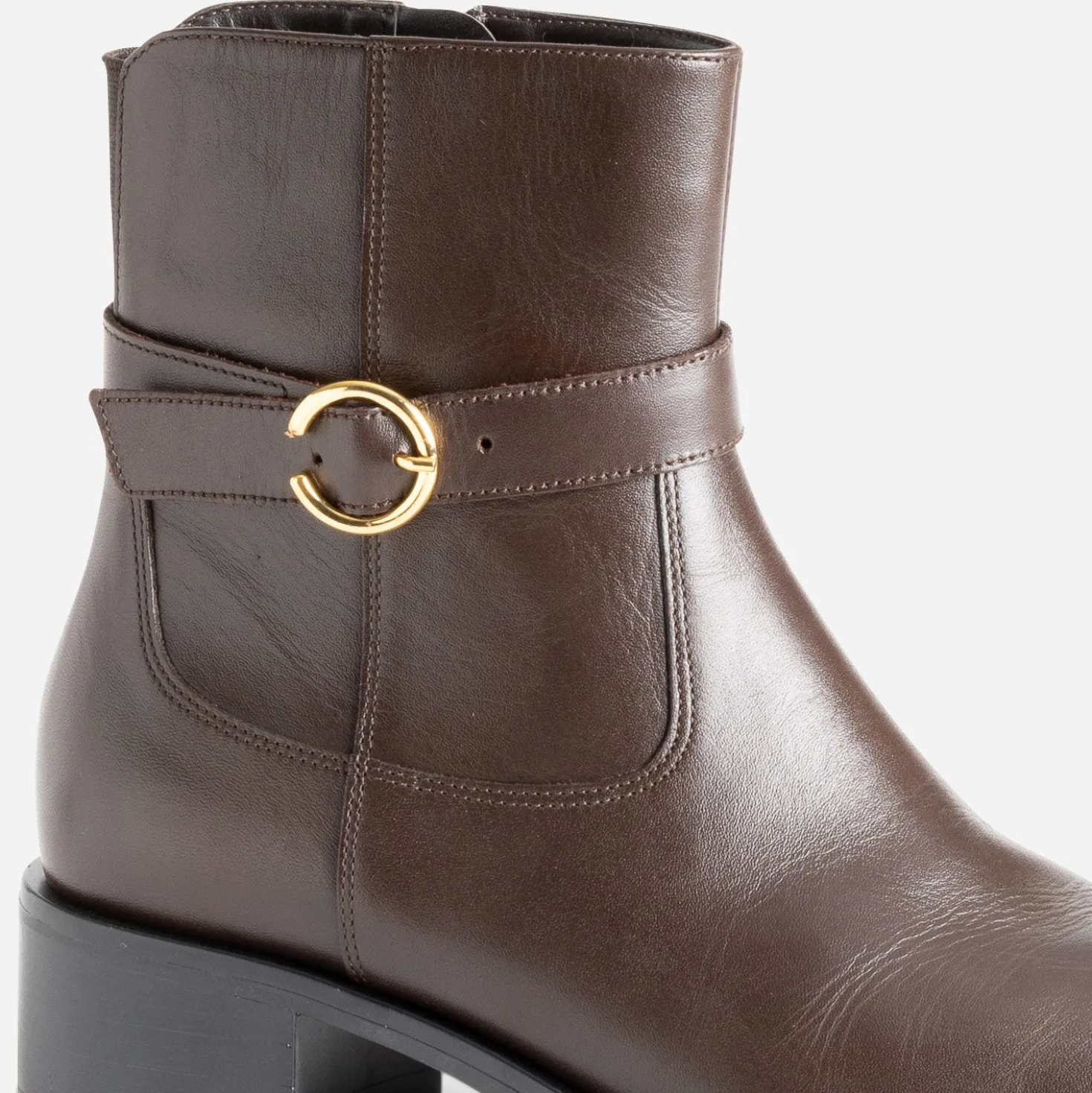 Boots marron cuir avec boucle