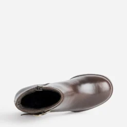 Boots marron cuir boucle métal forme serpent