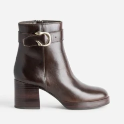 Boots marron cuir boucle métal forme serpent