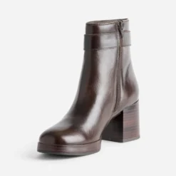 Boots marron cuir boucle métal forme serpent
