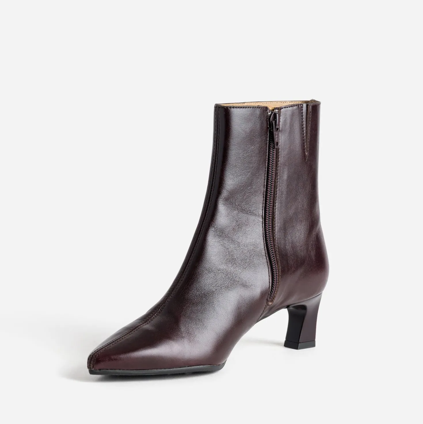 Boots marron cuir bout pointu