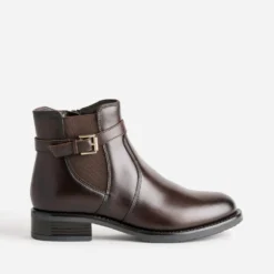 Boots marron cuir bride cheville