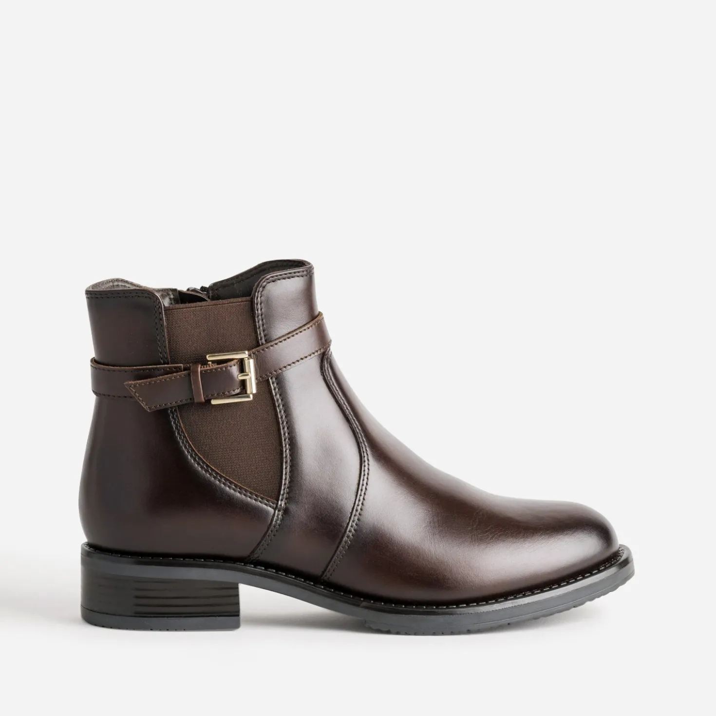 Boots marron cuir bride cheville