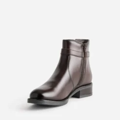 Boots marron cuir bride cheville