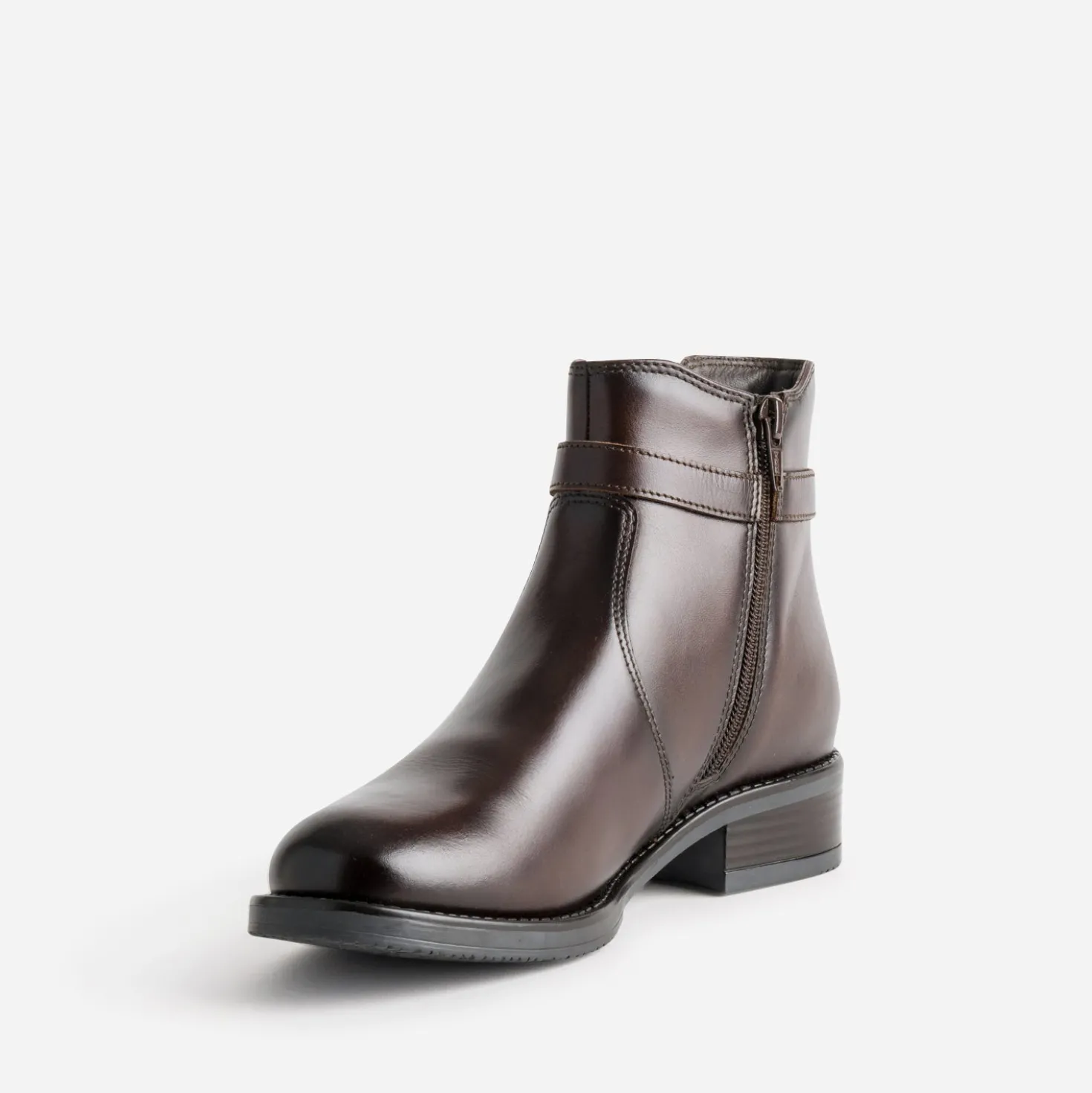 Boots marron cuir bride cheville