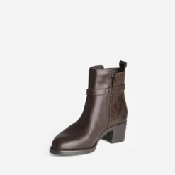 Boots marron cuir bride fantaisie