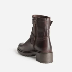 Boots marron cuir esprit motard
