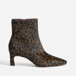 Boots marron cuir motif léopard