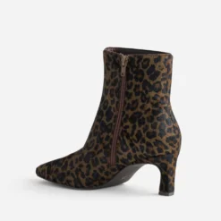 Boots marron cuir motif léopard