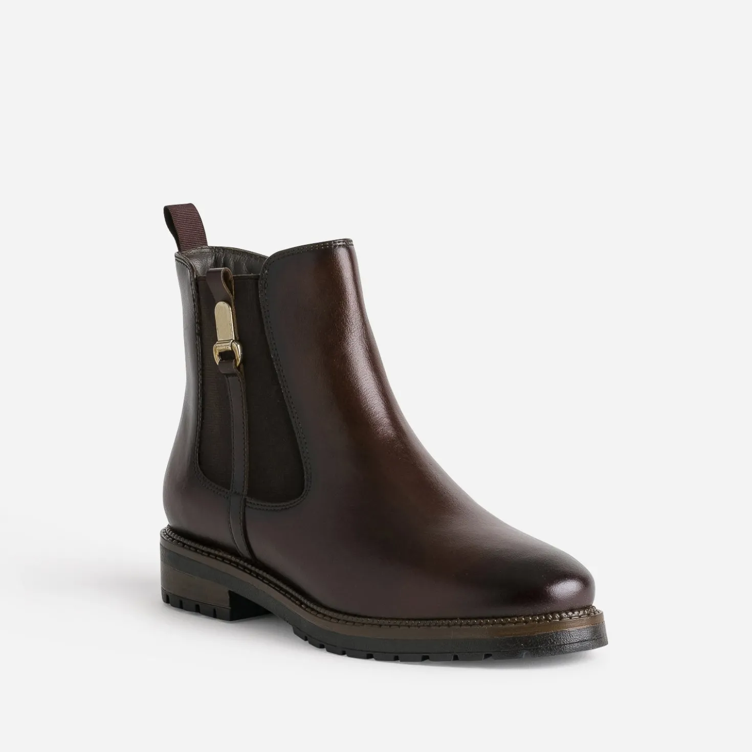 Boots marron cuir patte fantaisie