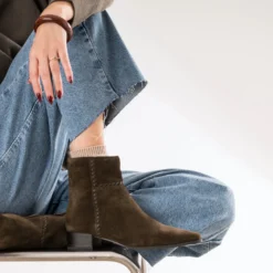 Boots marron cuir velours