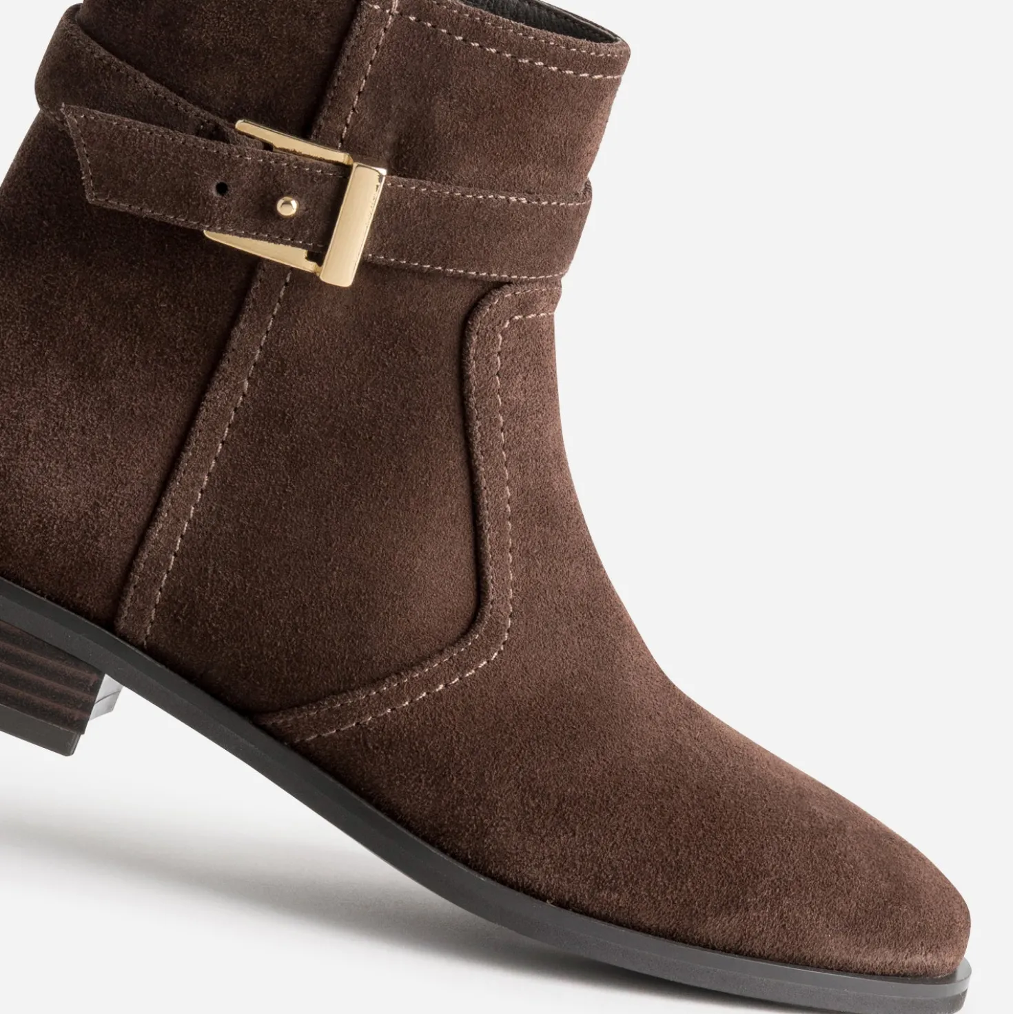 Boots marron cuir velours bride