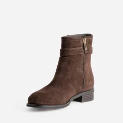 Boots marron cuir velours bride