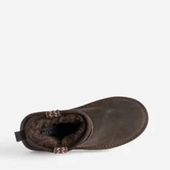 Boots marron cuir velours fourré à plateforme