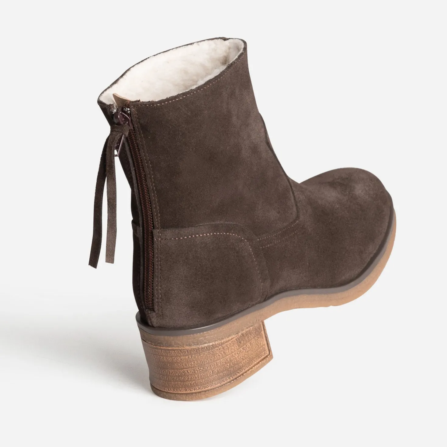 Boots marron cuir velours fourré