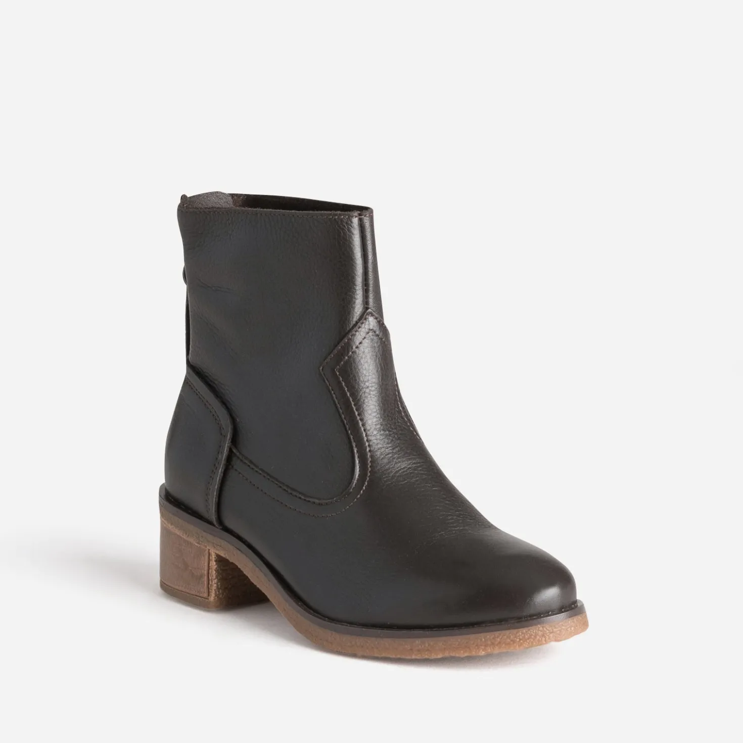 Boots marron cuir zip arrière