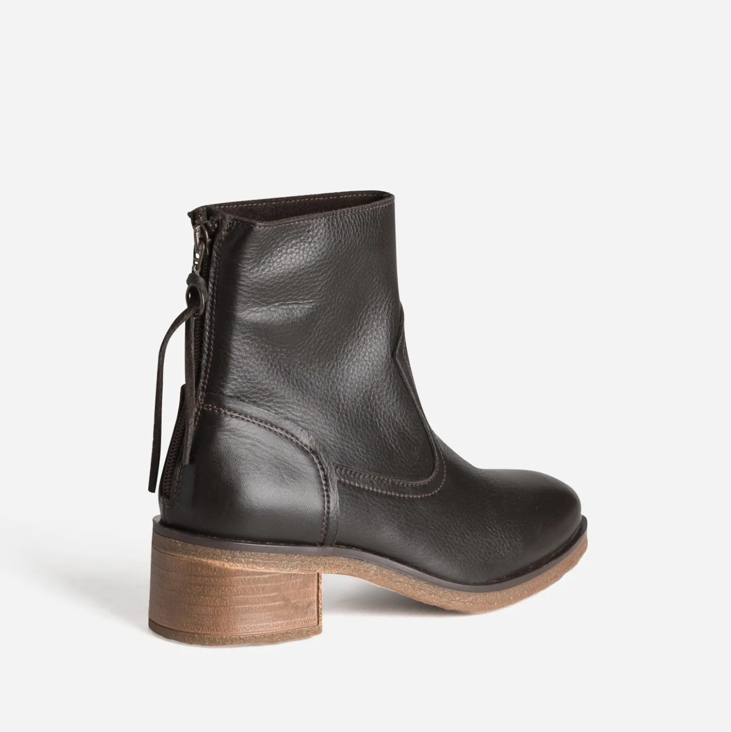 Boots marron cuir zip arrière