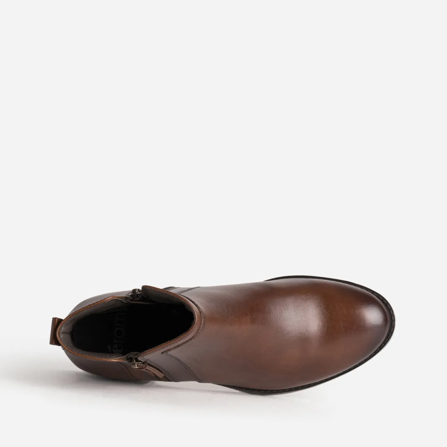 Boots marron cuir zip décoratif