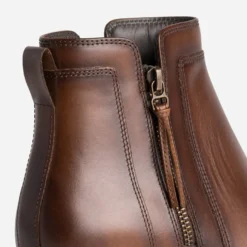 Boots marron cuir zip décoratif
