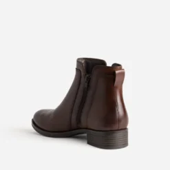 Boots marron cuir zip décoratif