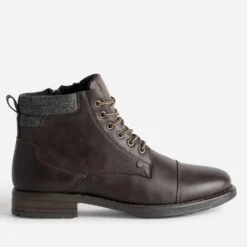 Boots marron empiècement textile