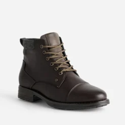 Boots marron empiècement textile