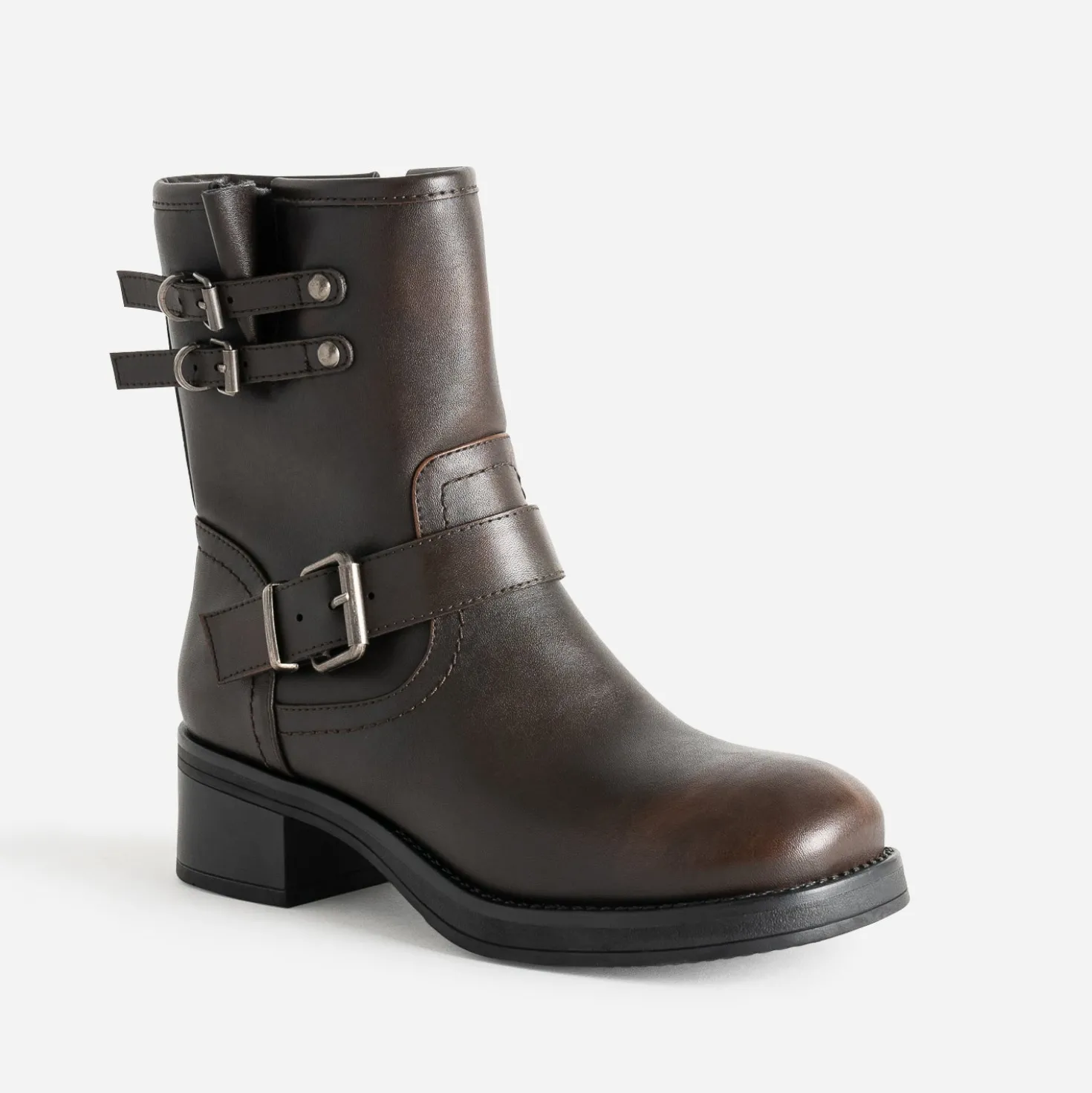 Boots marron esprit motard