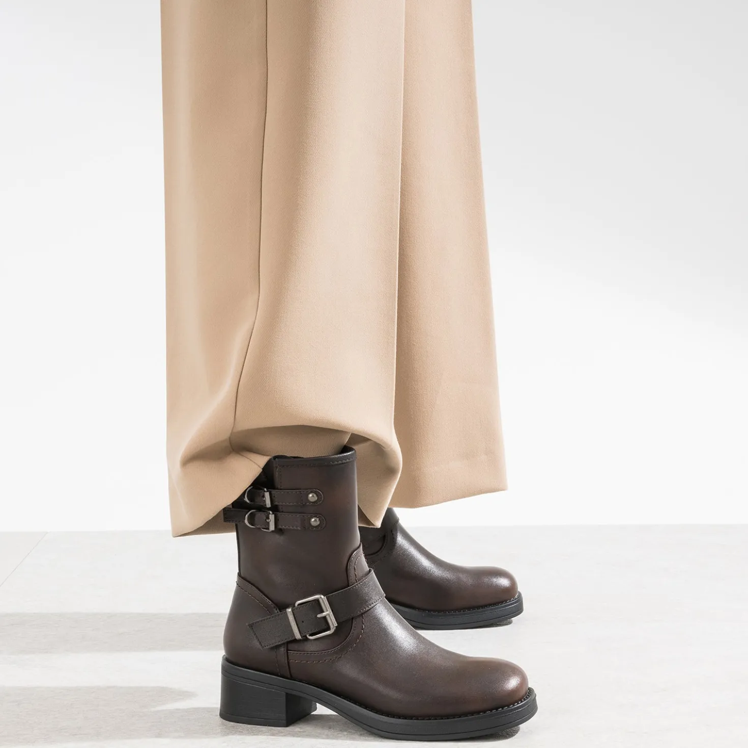 Boots marron esprit motard