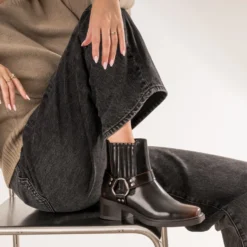 Boots marron esprit motard