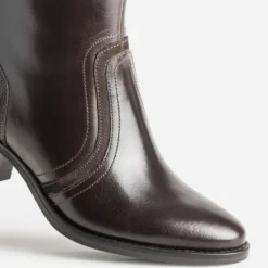 Boots marron foncé cuir découpes bi-matière