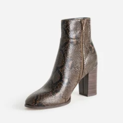 Boots marron imprimé effet python