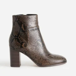 Boots marron imprimé effet python