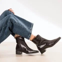 Boots marron verni cuir