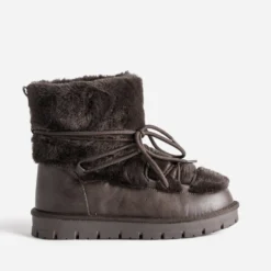 Boots montant marron fourré à plateforme
