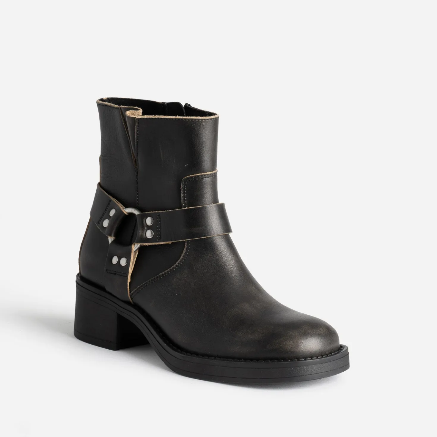 Boots motard TEXTO gris foncé en cuir