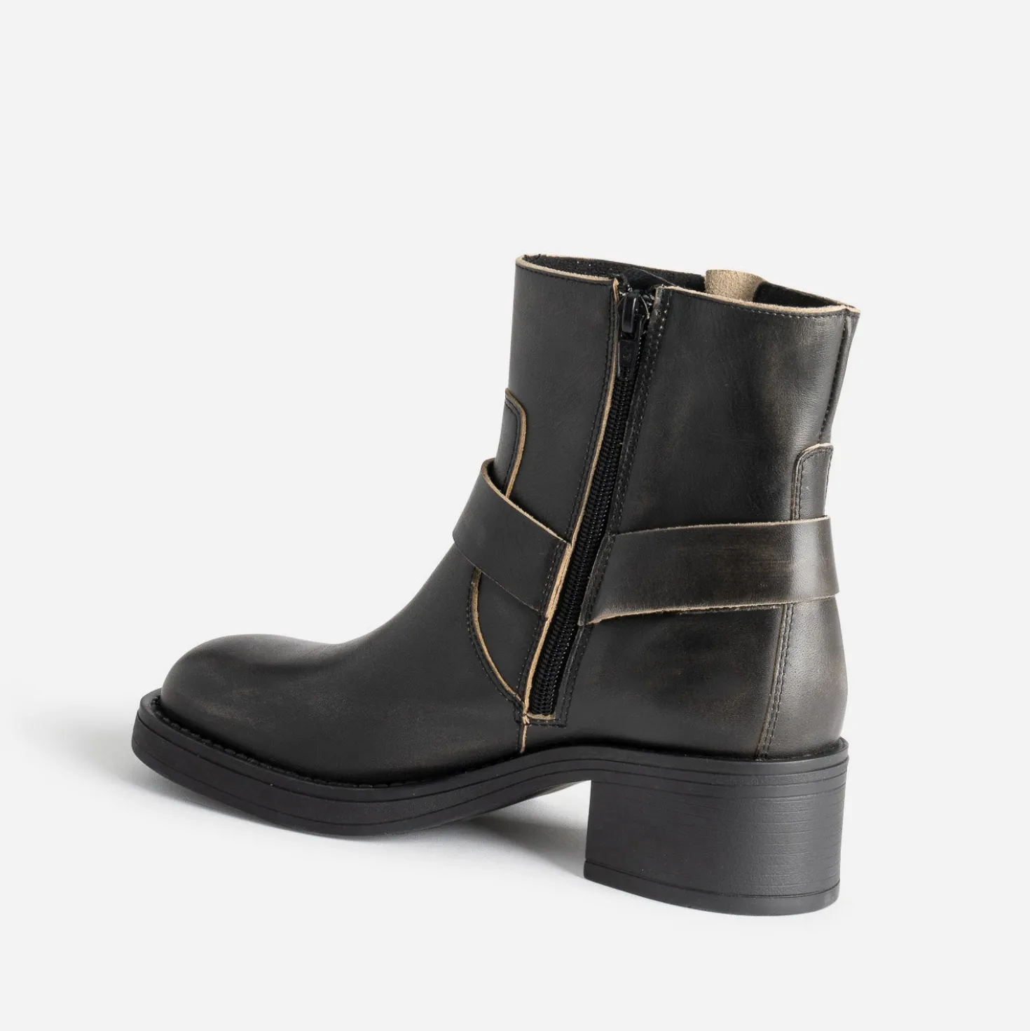 Boots motard TEXTO gris foncé en cuir