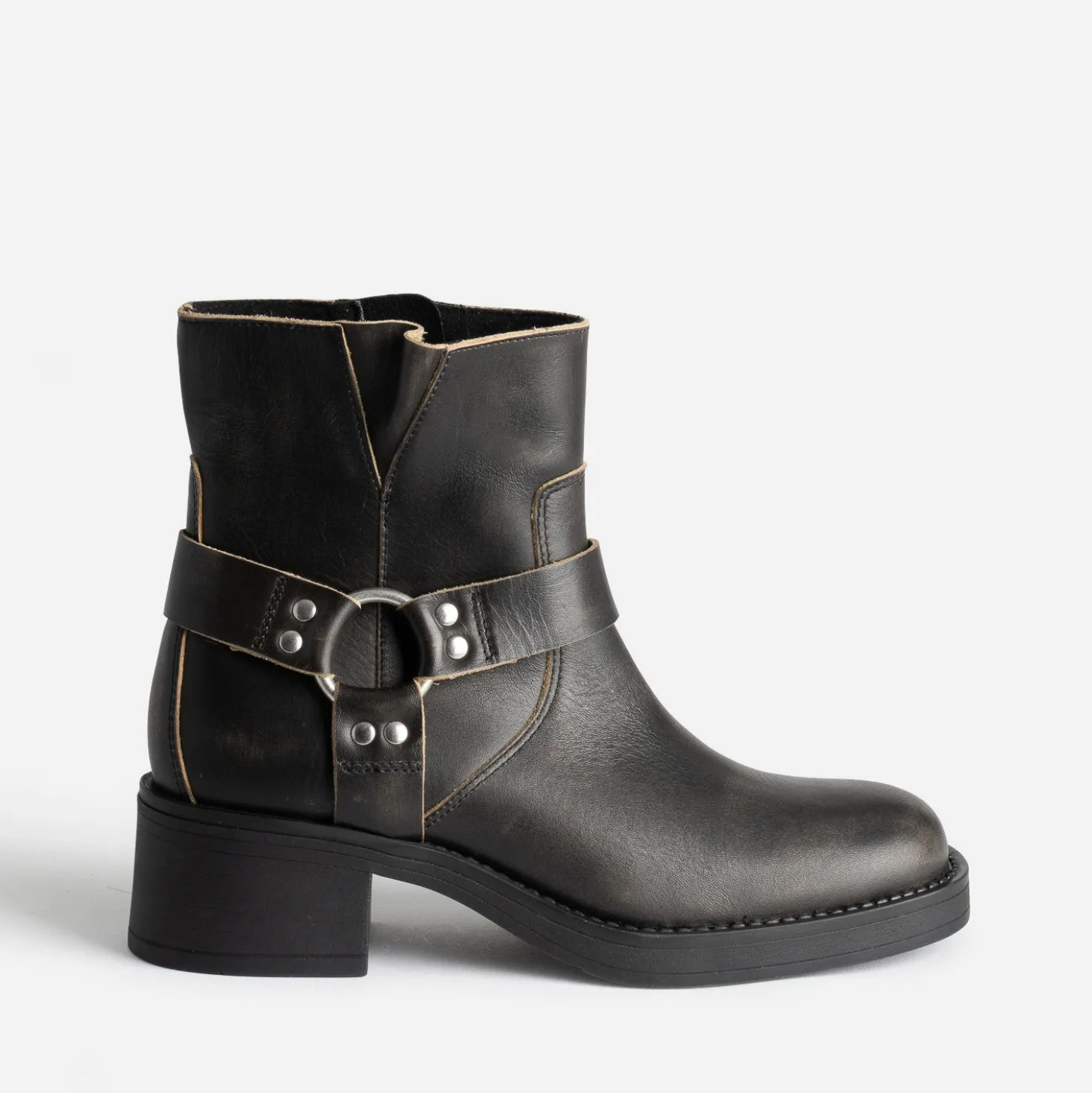 Boots motard TEXTO gris foncé en cuir