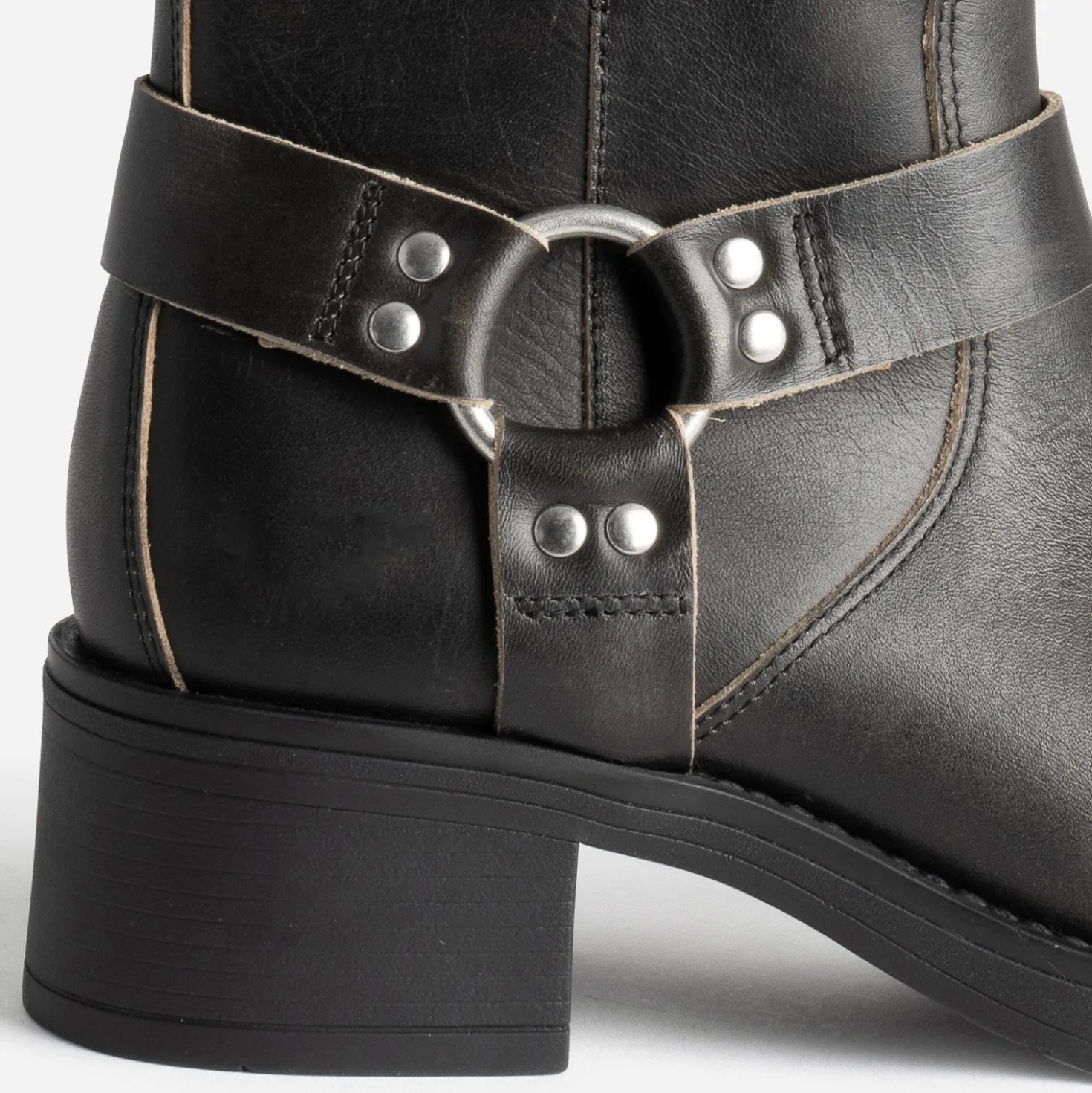 Boots motard TEXTO gris foncé en cuir