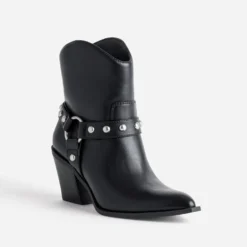 Boots motard TEXTO noir brides clous