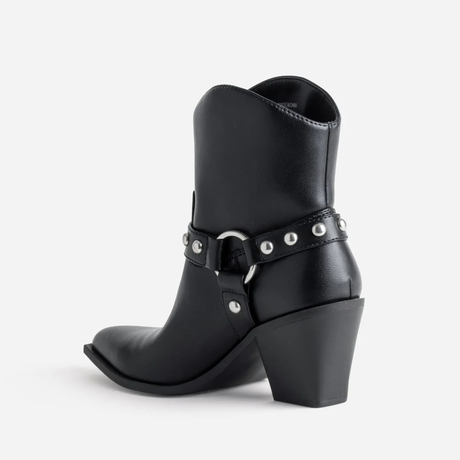Boots motard TEXTO noir brides clous