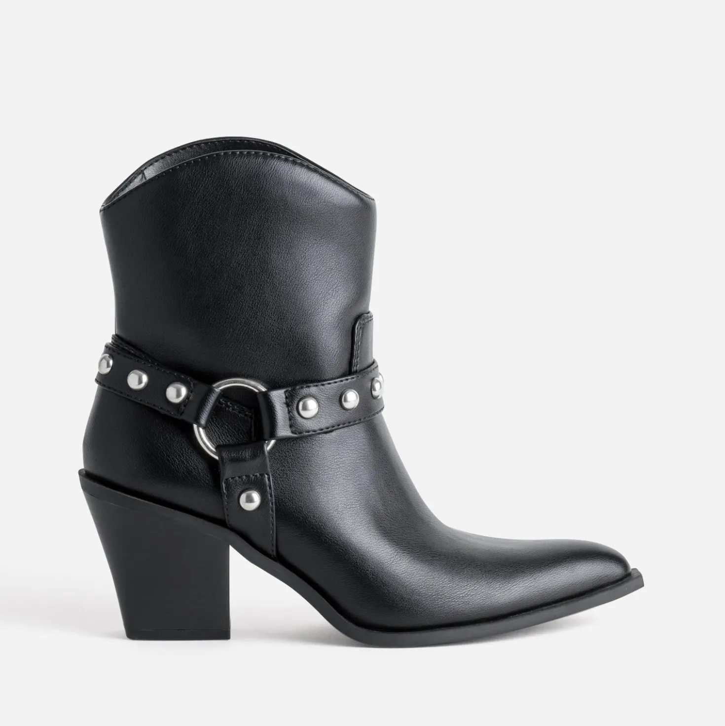 Boots motard TEXTO noir brides clous