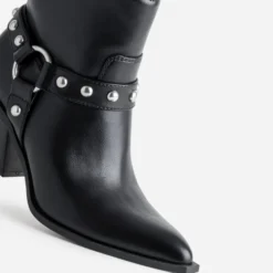 Boots motard TEXTO noir brides clous