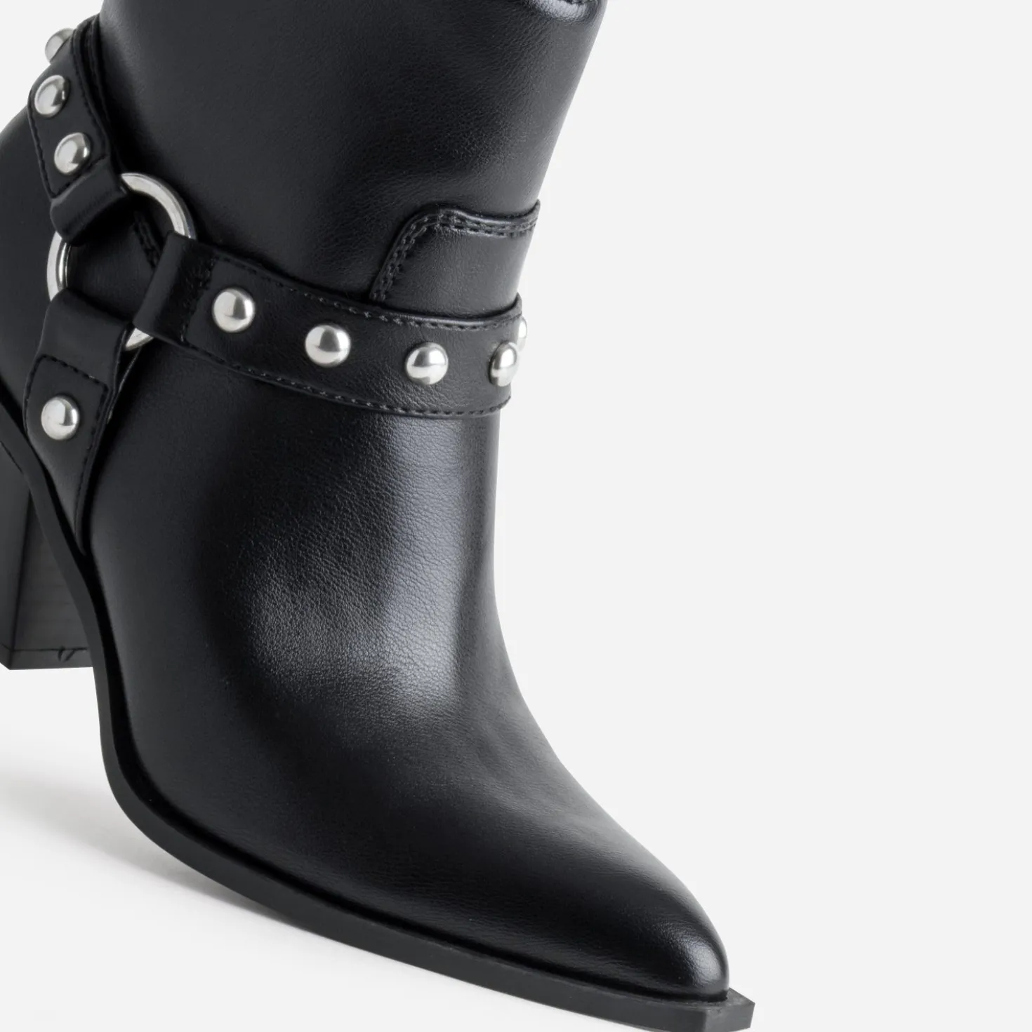 Boots motard TEXTO noir brides clous