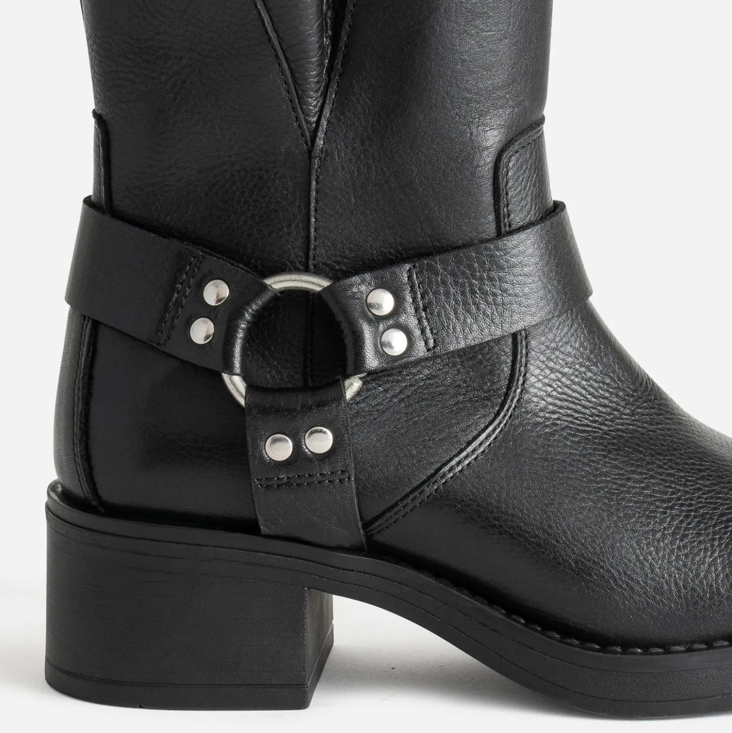 Boots motard TEXTO noir cuir