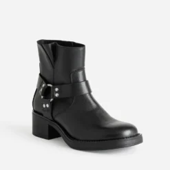 Boots motard TEXTO noir cuir