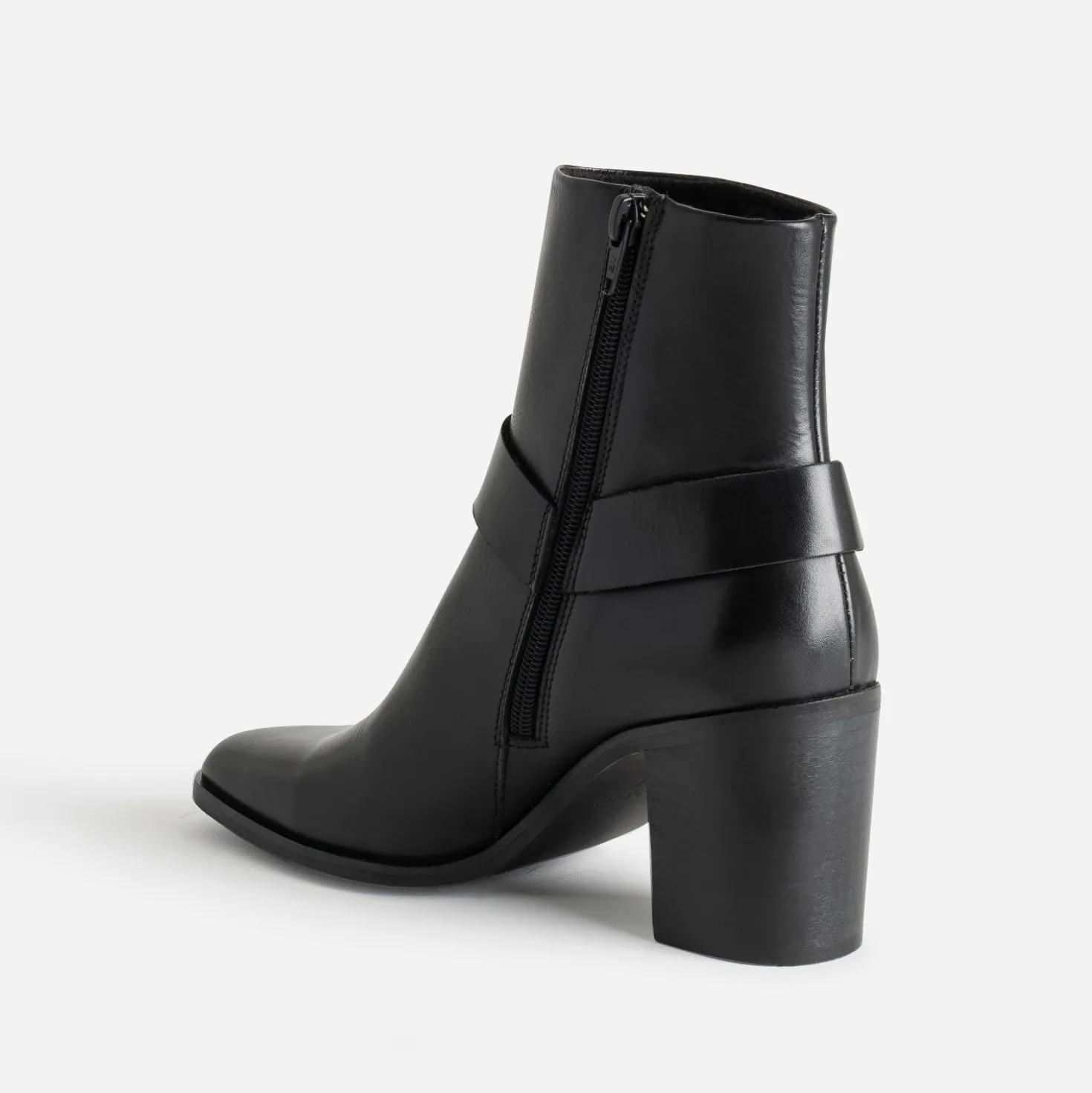 Boots motard TEXTO à talon noir en cuir