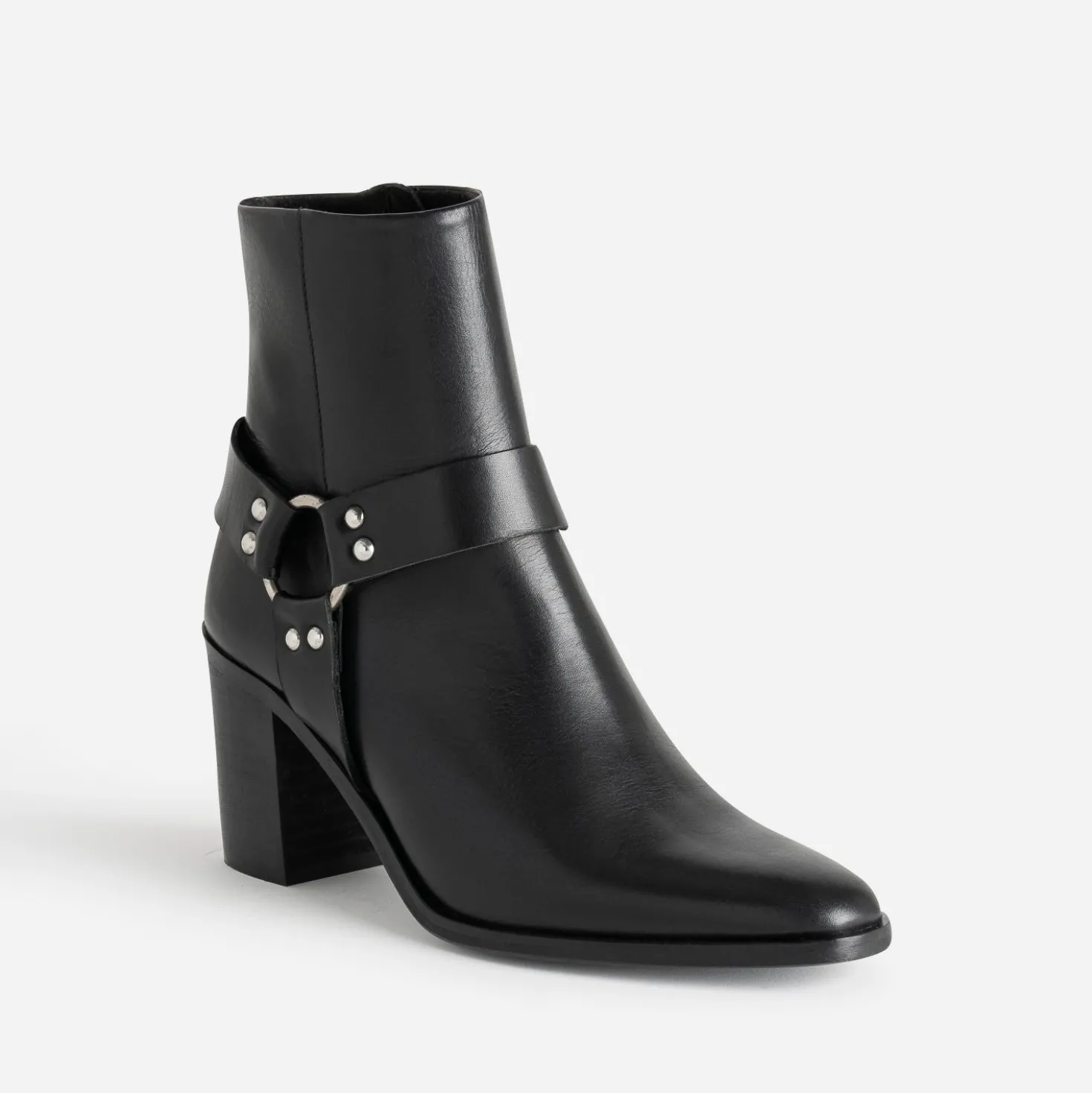 Boots motard TEXTO à talon noir en cuir